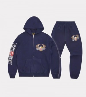 Corteiz Dipset Zip-Up Trainingspak Donkerblauw | RAZQ-20639