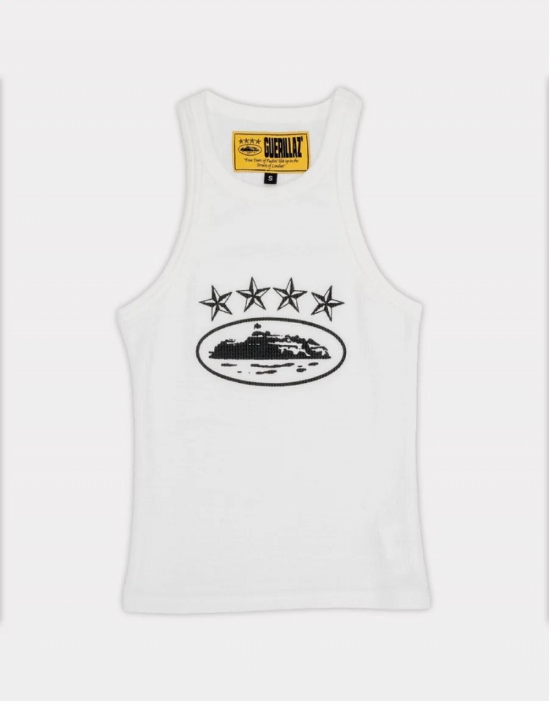 Corteiz 4starz Alcatraz Tanktop Wit | TUWH-01679